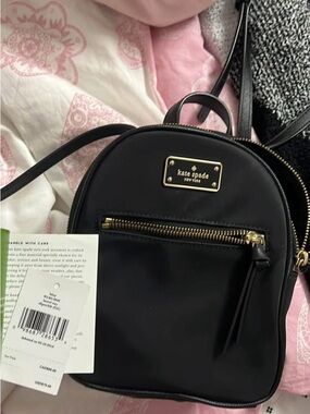 kate spade Black Mini Dome Backpack with Gold Hardware